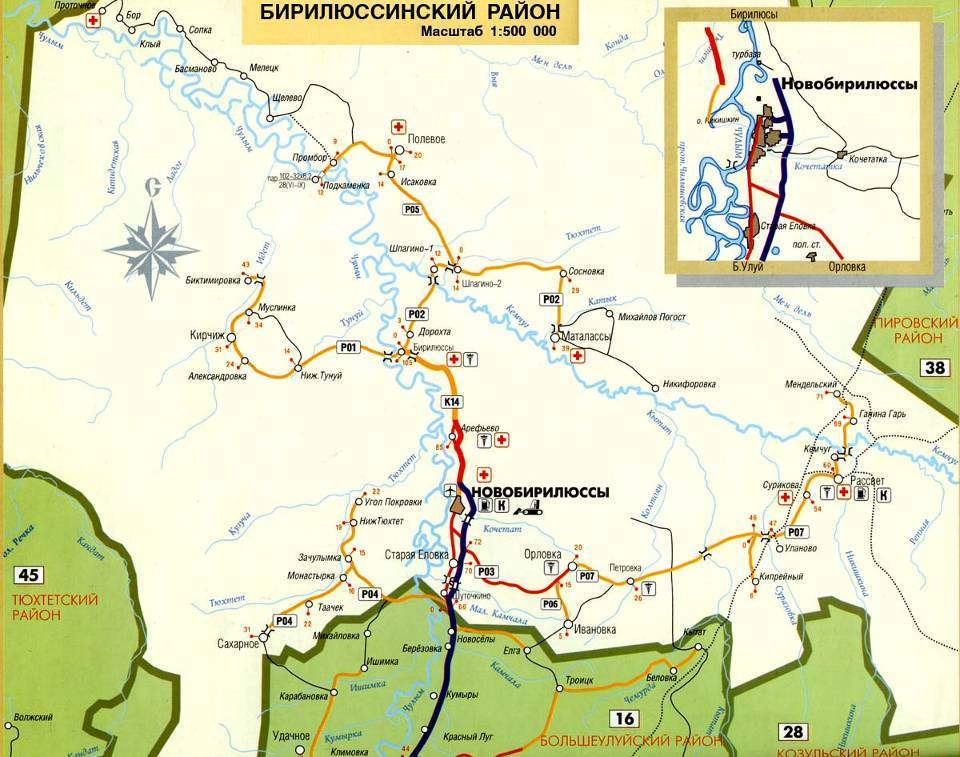 Карта бирилюсского района