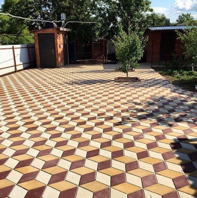 Тротуарная плитка в шахматном порядке фото