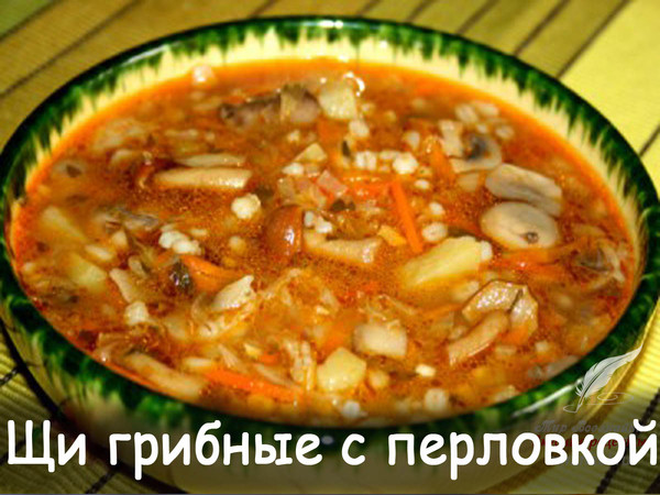 Щи грибные с перловкой и квашеной капустой вкусный, ароматный, наваристый суп. Идеальный вариант для тех кто соблюдает пост. Попробуйте приготовить для своей семьи щи именно по этому рецепту, и ваши близкие скажут вам спасибо! 
Рецепт смотрите на сайте - http://mirznaek.ru/dir/52-1-0-1430